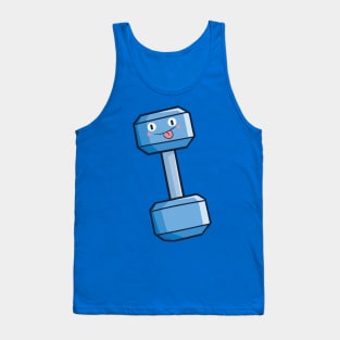 Cute dumbbell cartoon character mocking Tank Top